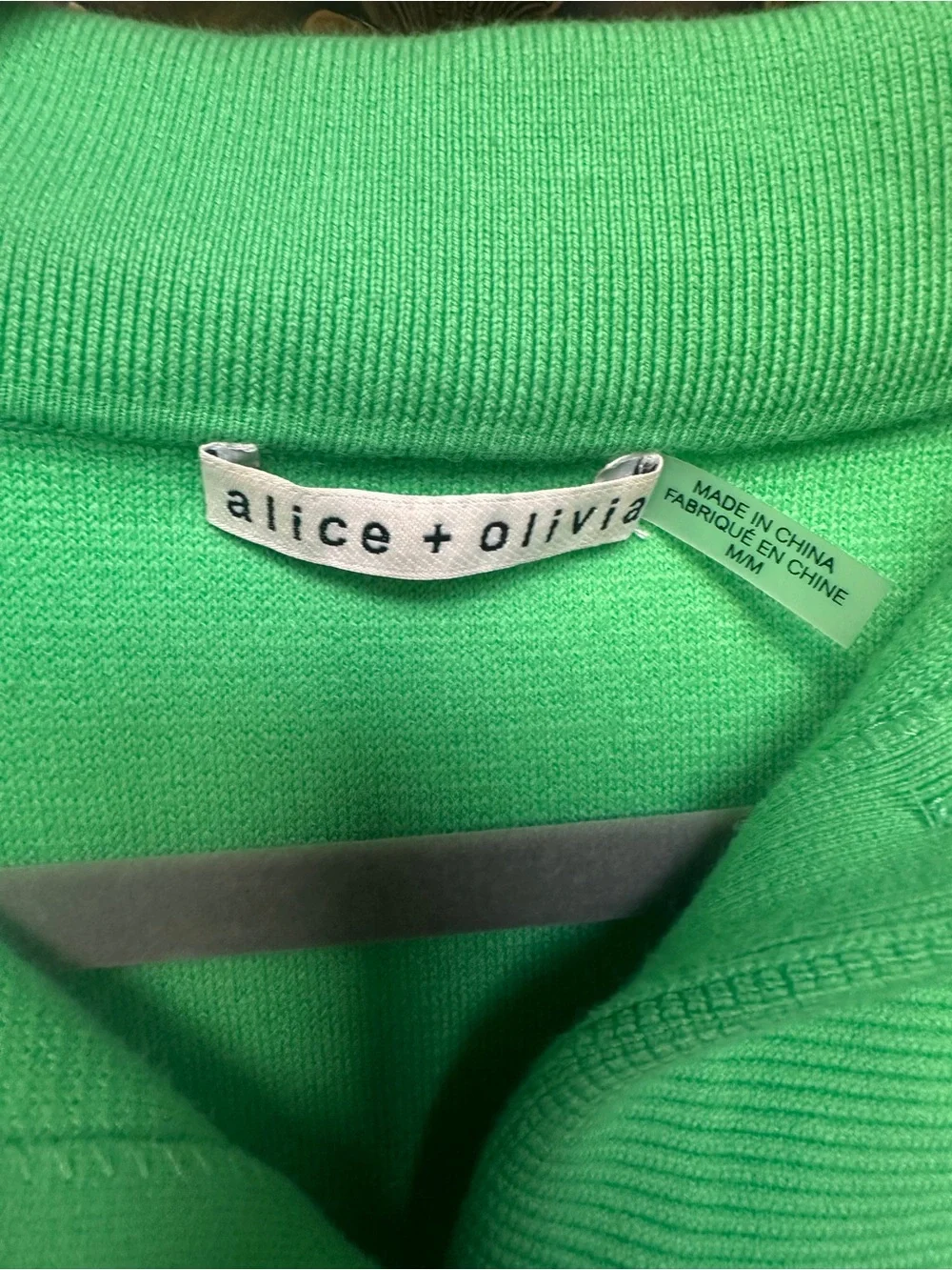 Alice + Olivia Ila Garden Green Collared Knit Jacket M